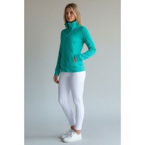 Lululemon Stride Jacket Size 12 Teal Turquoise Full Zip Athletic Activewear